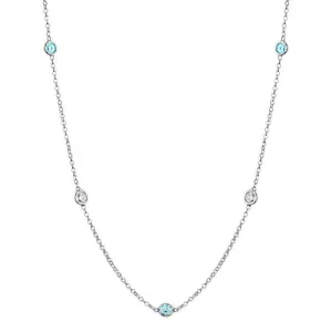 Aquamarine and Diamonds Station Necklace