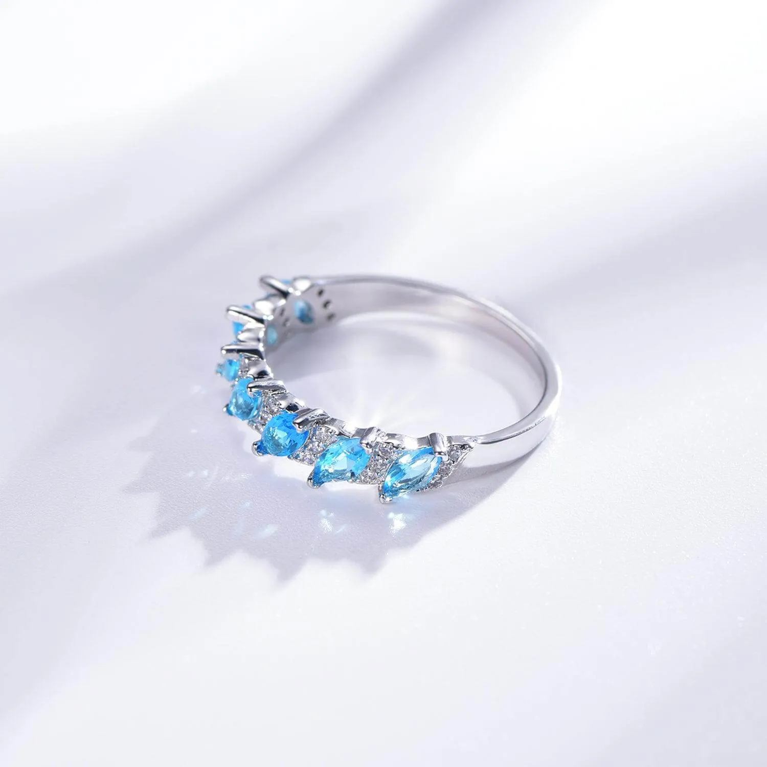 Aquamarine Blue Marquise Cut Highs And Lows Ring