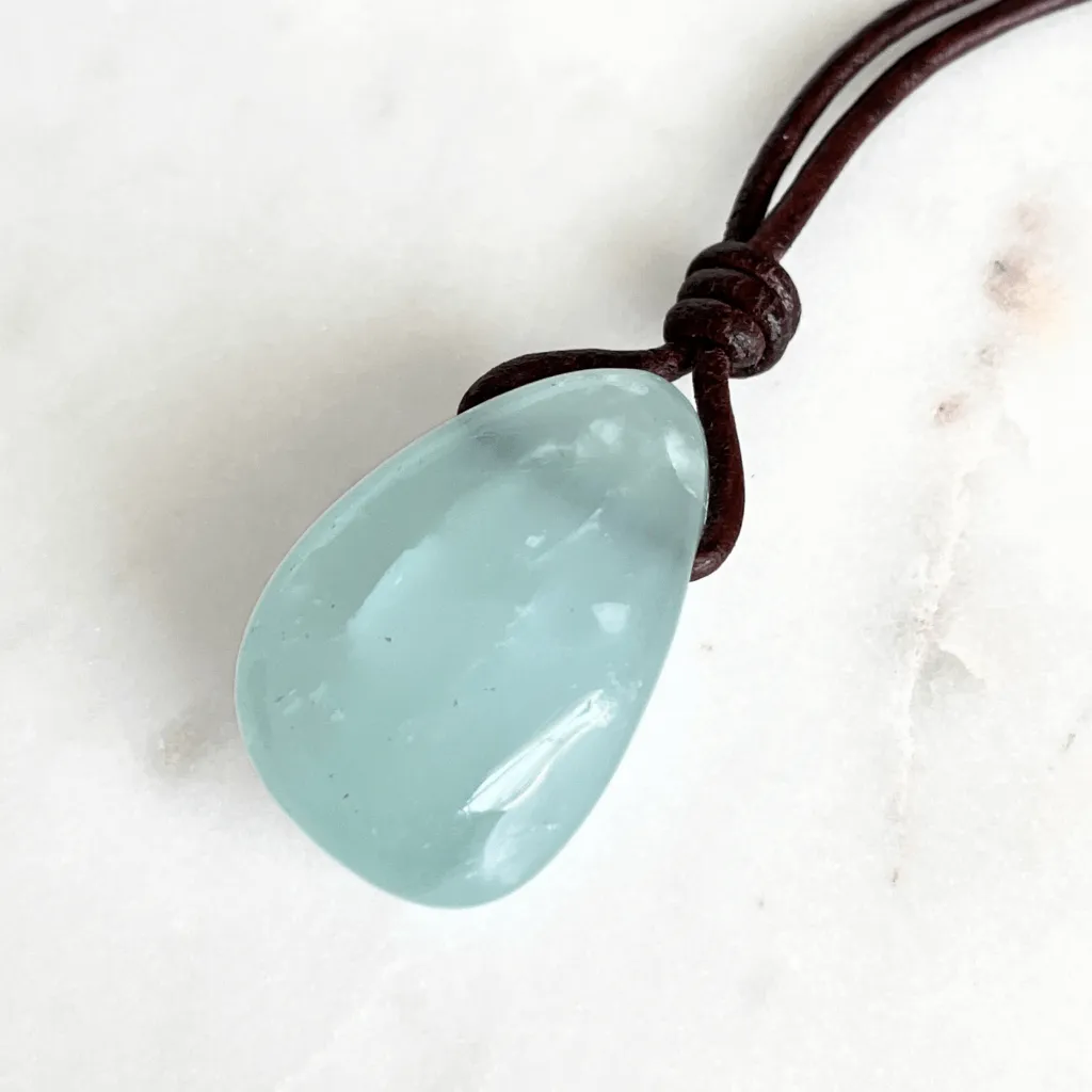 Aquamarine Drop Gemstone Pendant - Soothing Elegance