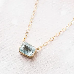 Aquamarine East-West Emerald Necklace in 14k Gold