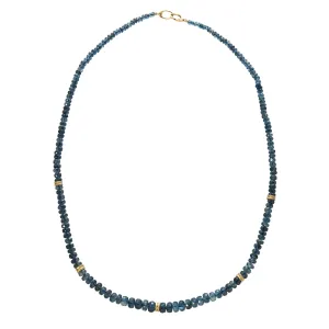 Aquamarine Graduated Beaded 18K Gold Necklace