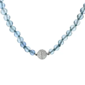 Aquamarine with Diamond Clasp Necklace