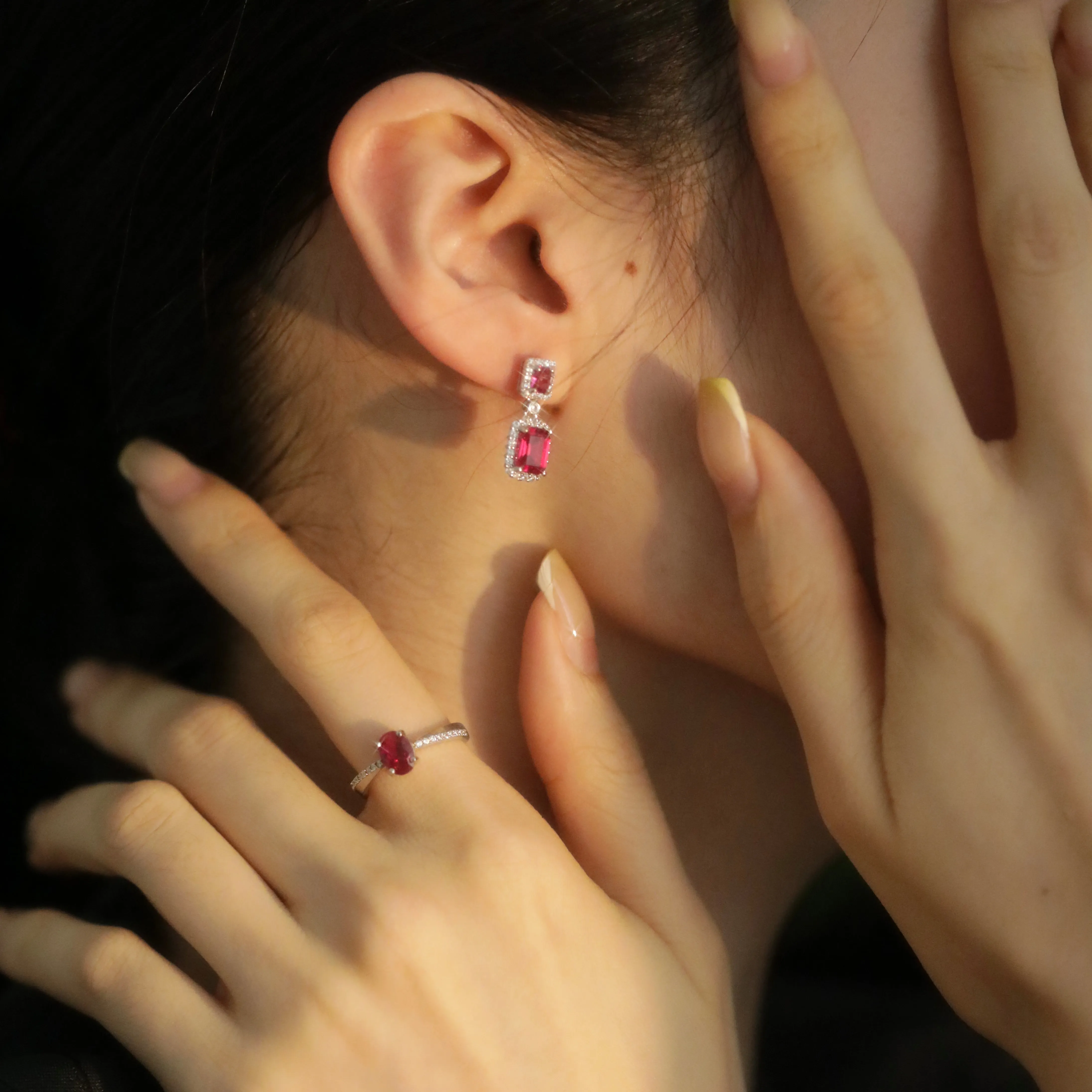 Aria Symmetrical Ruby Earrings