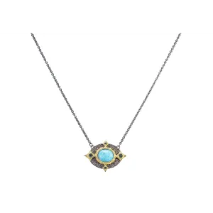 Armenta 18K Yellow Gold and Sterling Turquoise, London Blue Topaz, and Diamond Necklace