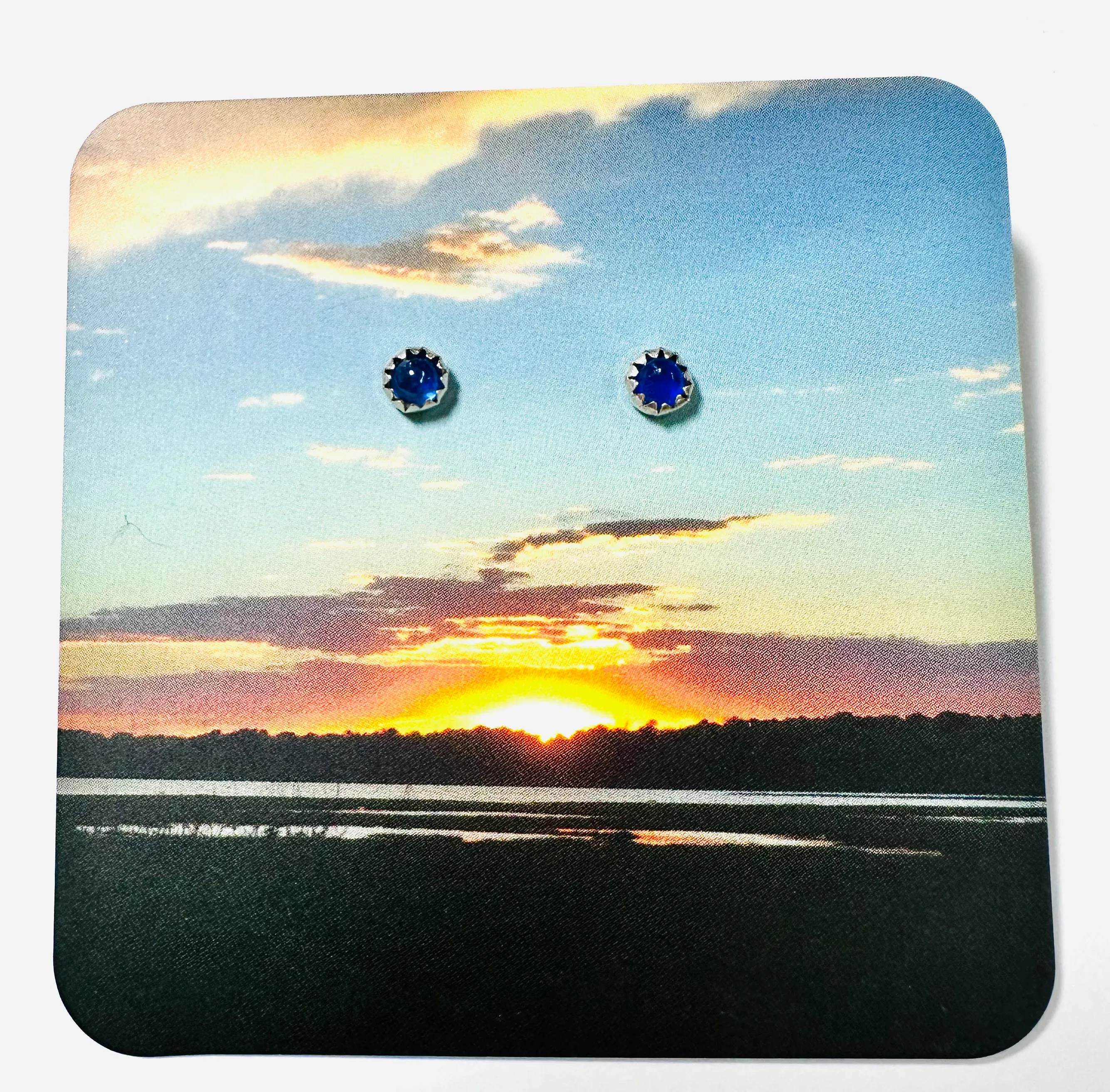 Art Card Studs, Gemstone Earrings, Art Cards, Sterling Studs