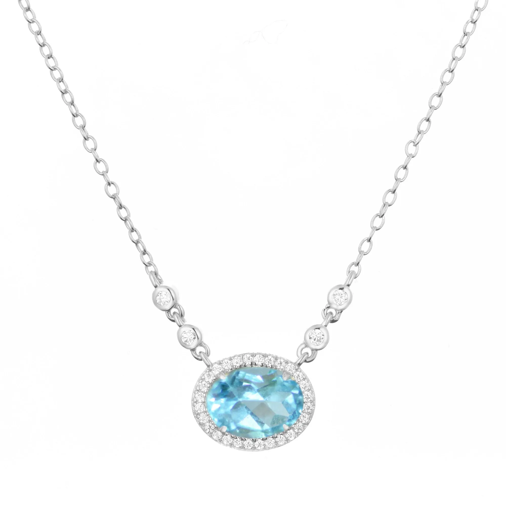 Aura Swiss Blue Topaz Gemstone Necklace