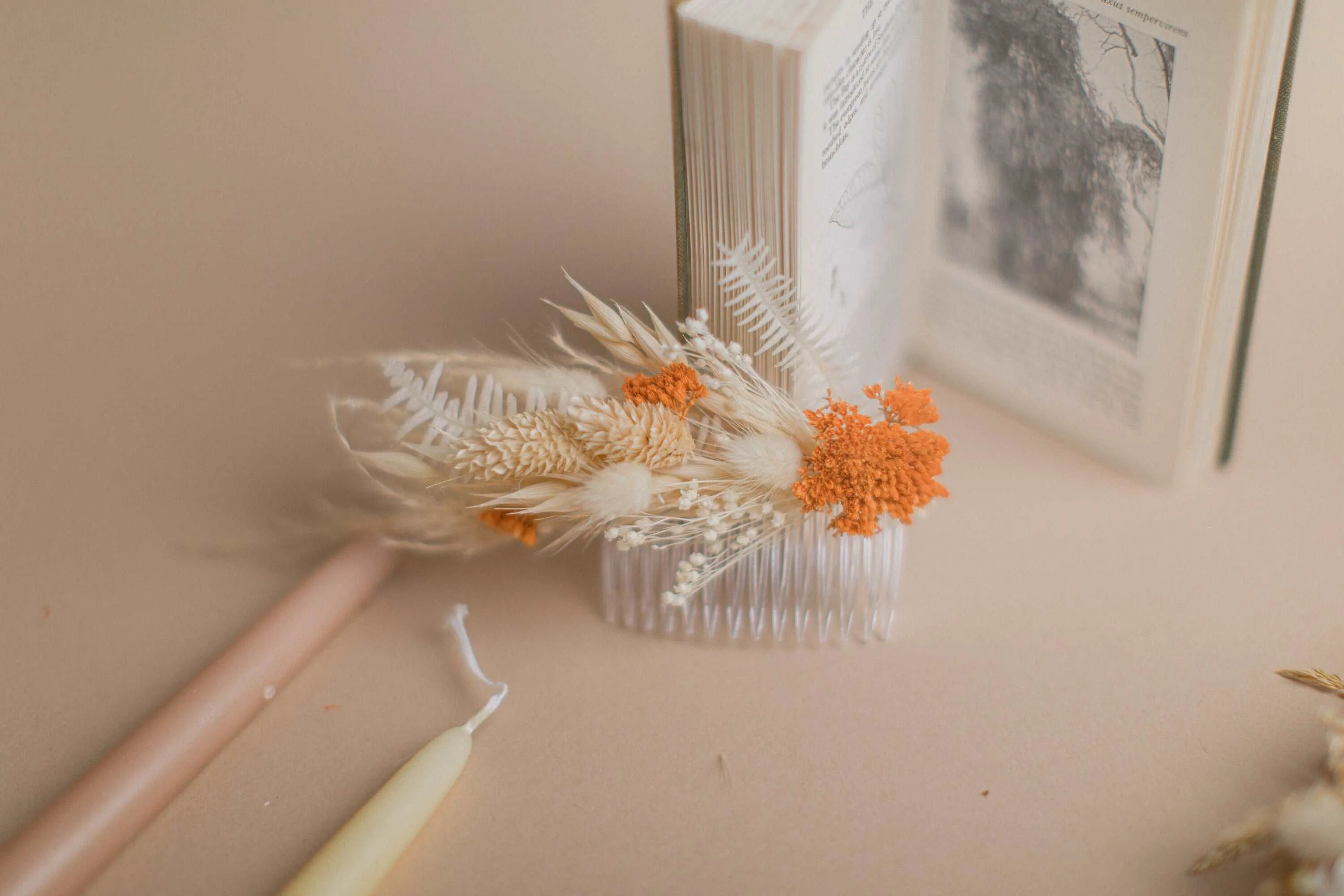 Autumn Peach & Terracota Comb / Wedding Hair Accessory