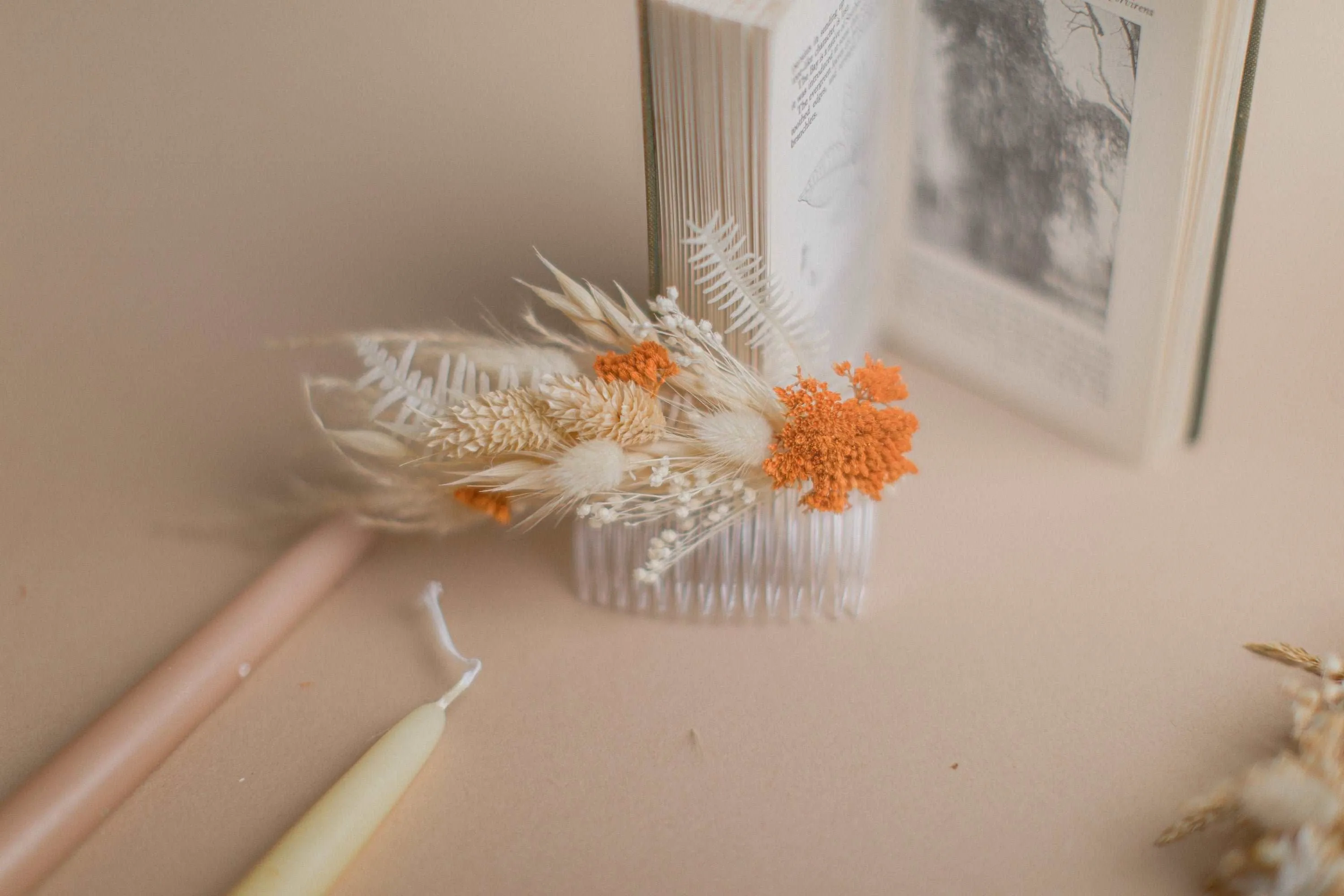 Autumn Peach & Terracota Comb / Wedding Hair Accessory