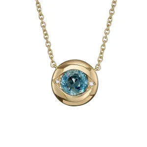 Ayin Teal Sapphire & Diamond Accent Evil Eye Necklace