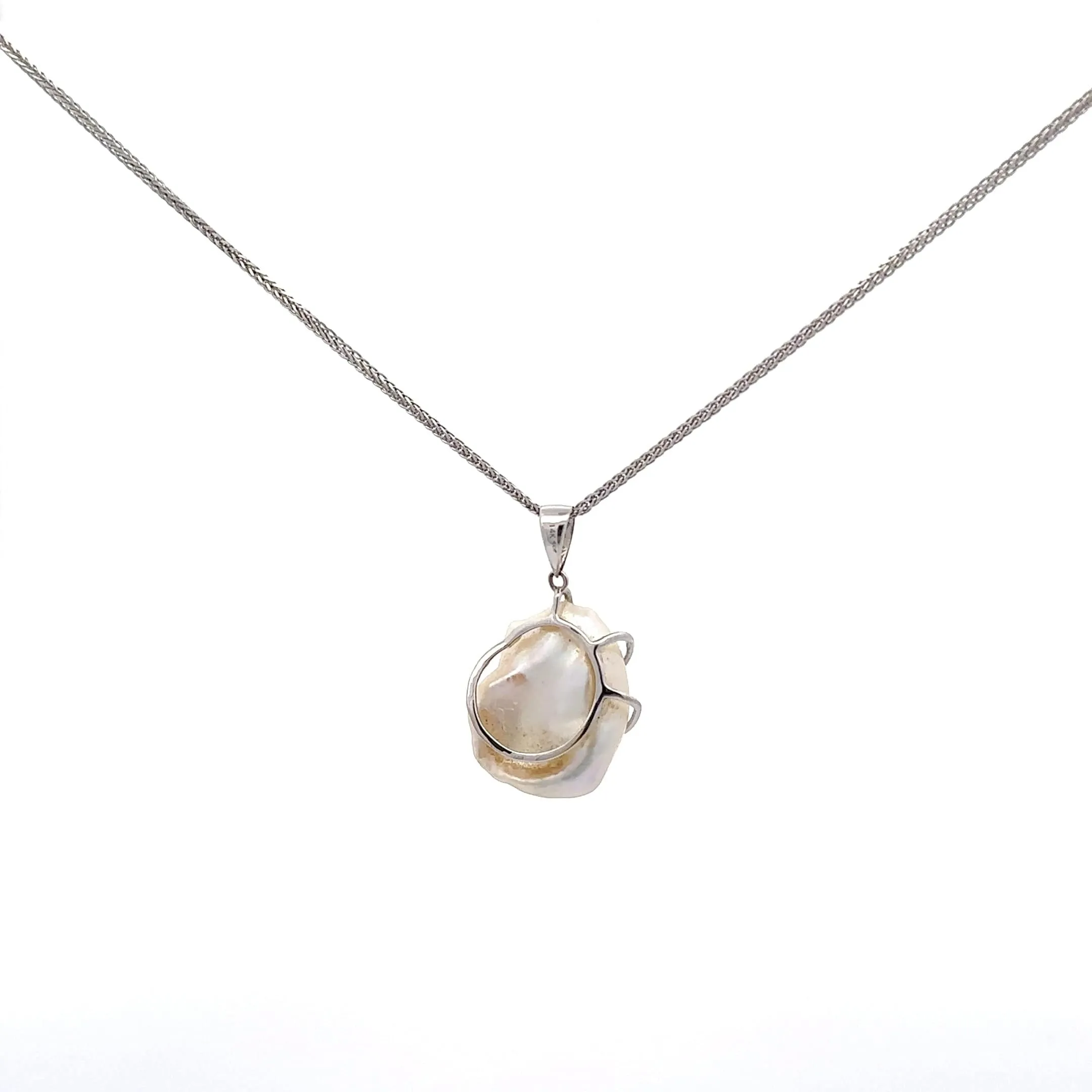 Baikalla 14k White Gold Freshwater Pearl Pendant Necklace With Diamonds