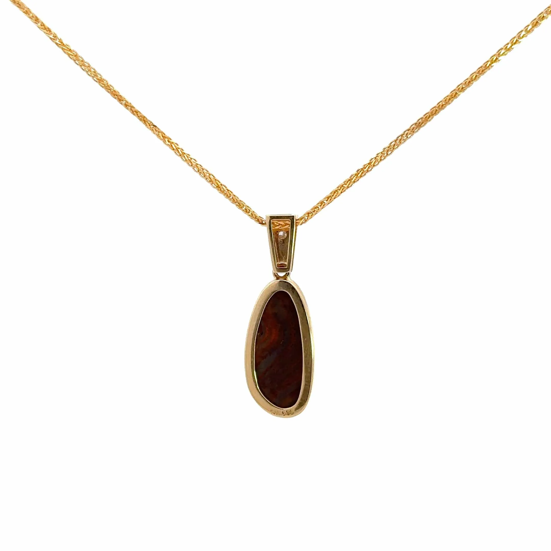 Baikalla 14k Yellow Gold Natural Opal Bezel Set Pendant Necklace