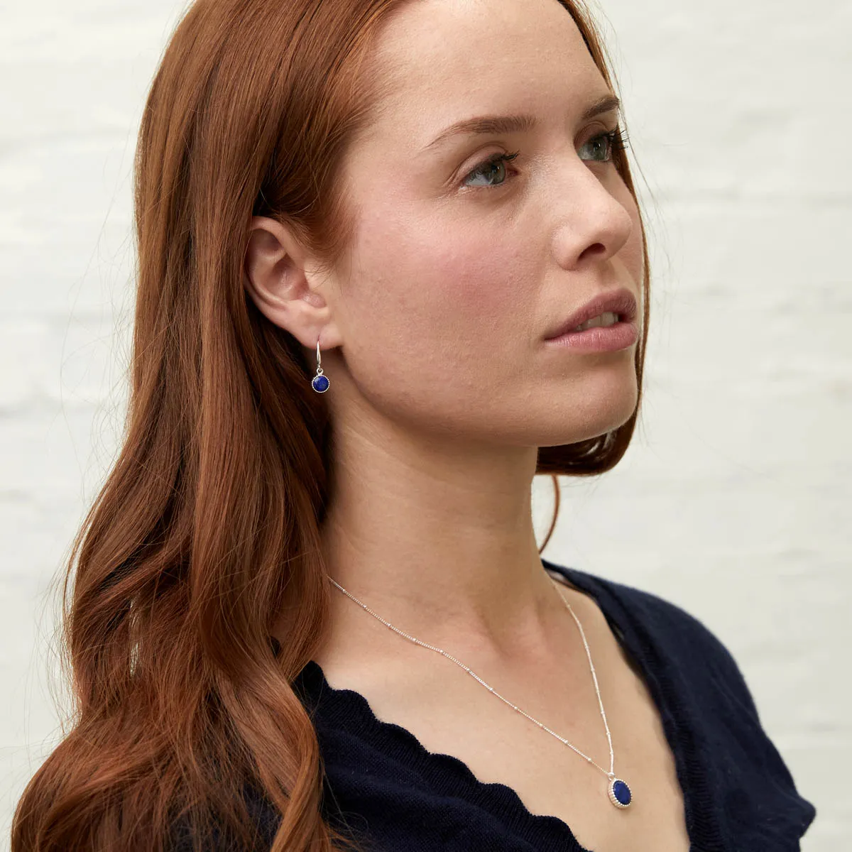 Barcelona Silver September Lapis Lazuli Birthstone Hook Earrings