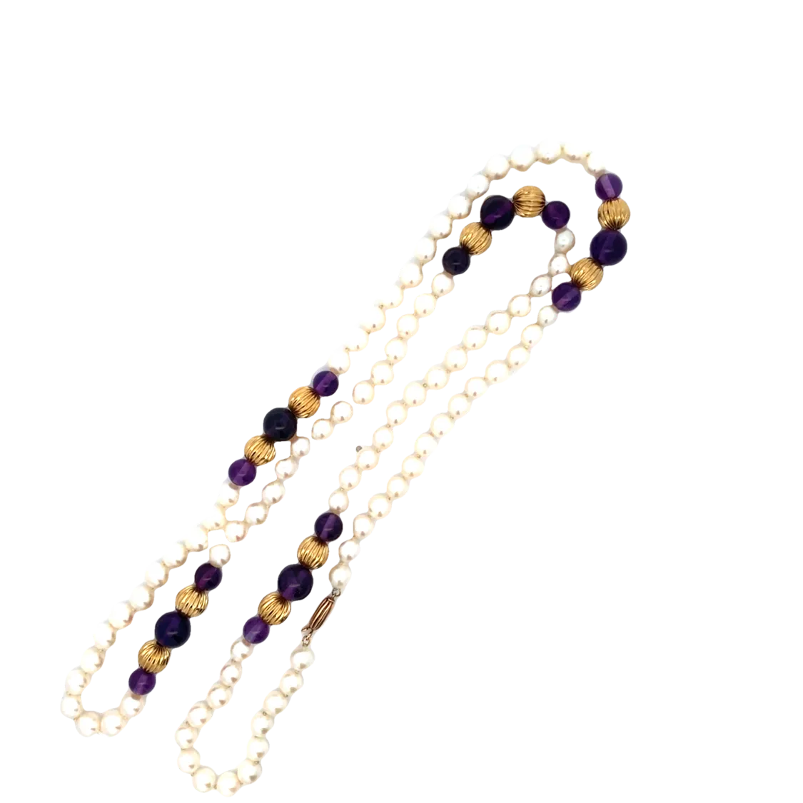 BCJ Estate Jewelry Yellow Gold Pearl and Amethyst Necklace