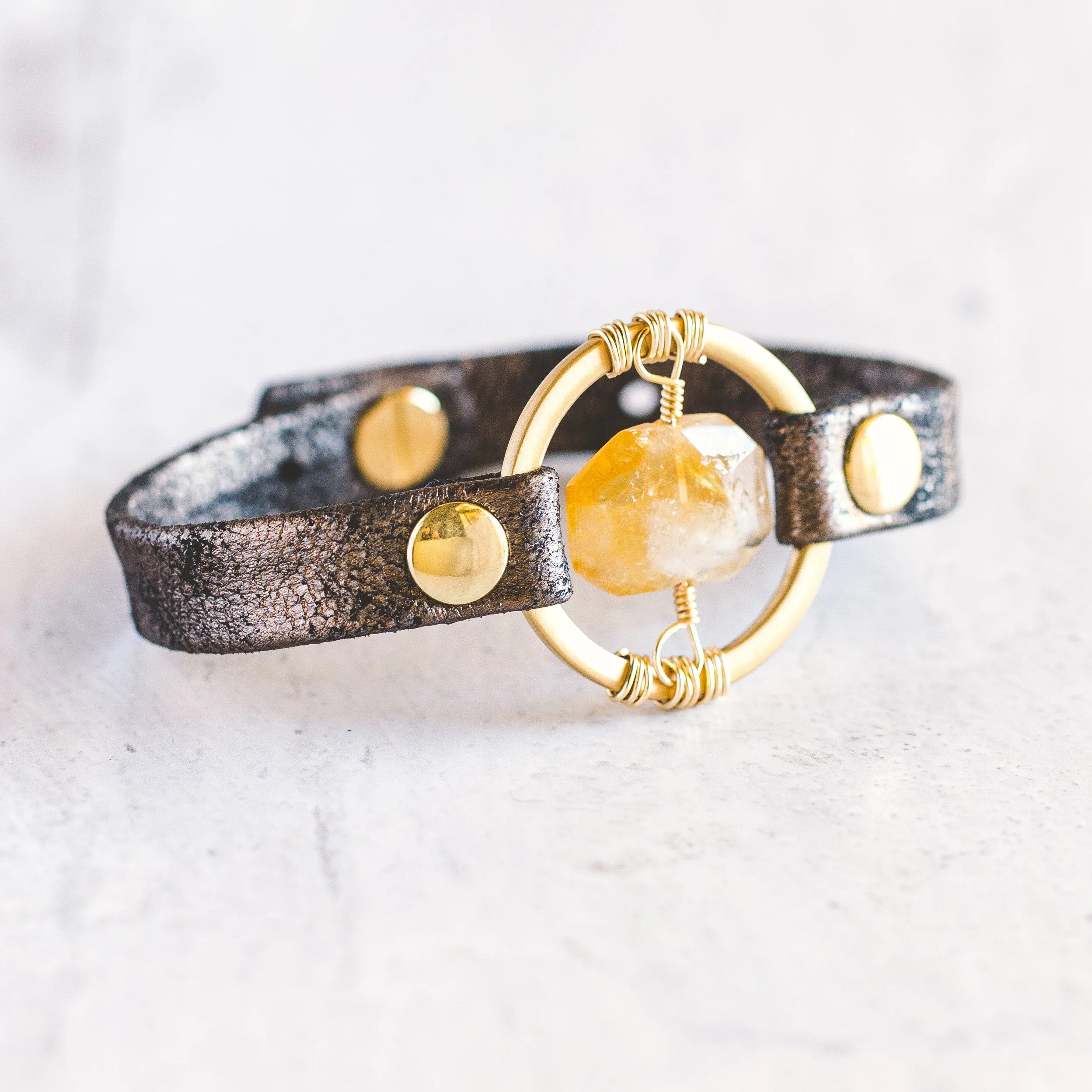 Be the Light Bracelet - Brushed Gold - Citrine