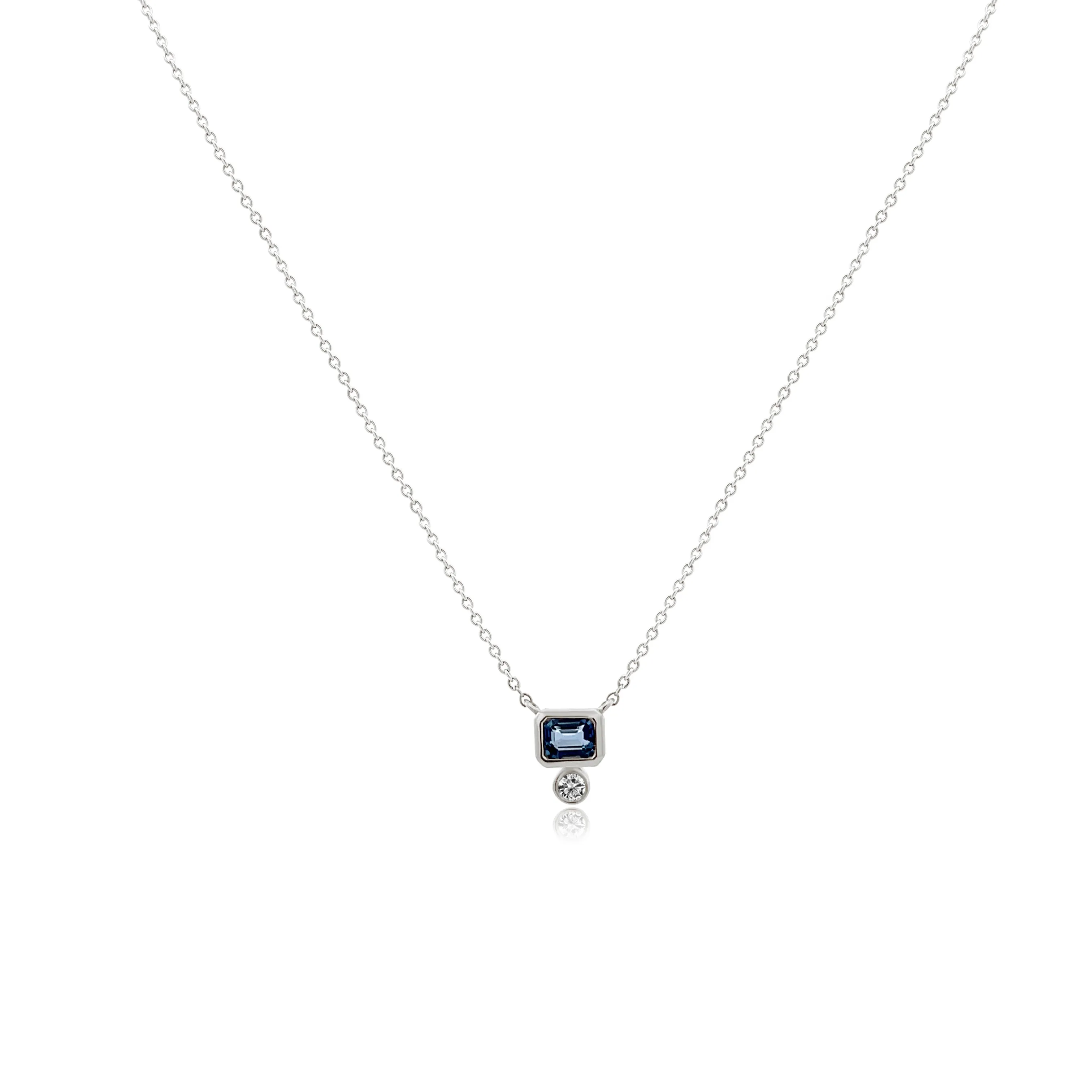 Bezel Set Sapphire & Diamond Necklace