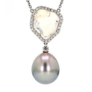 Black South Sea Pearl & Opal Pendant