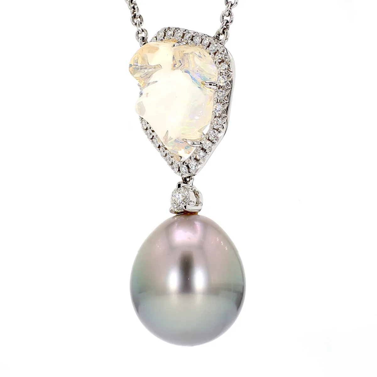 Black South Sea Pearl & Opal Pendant