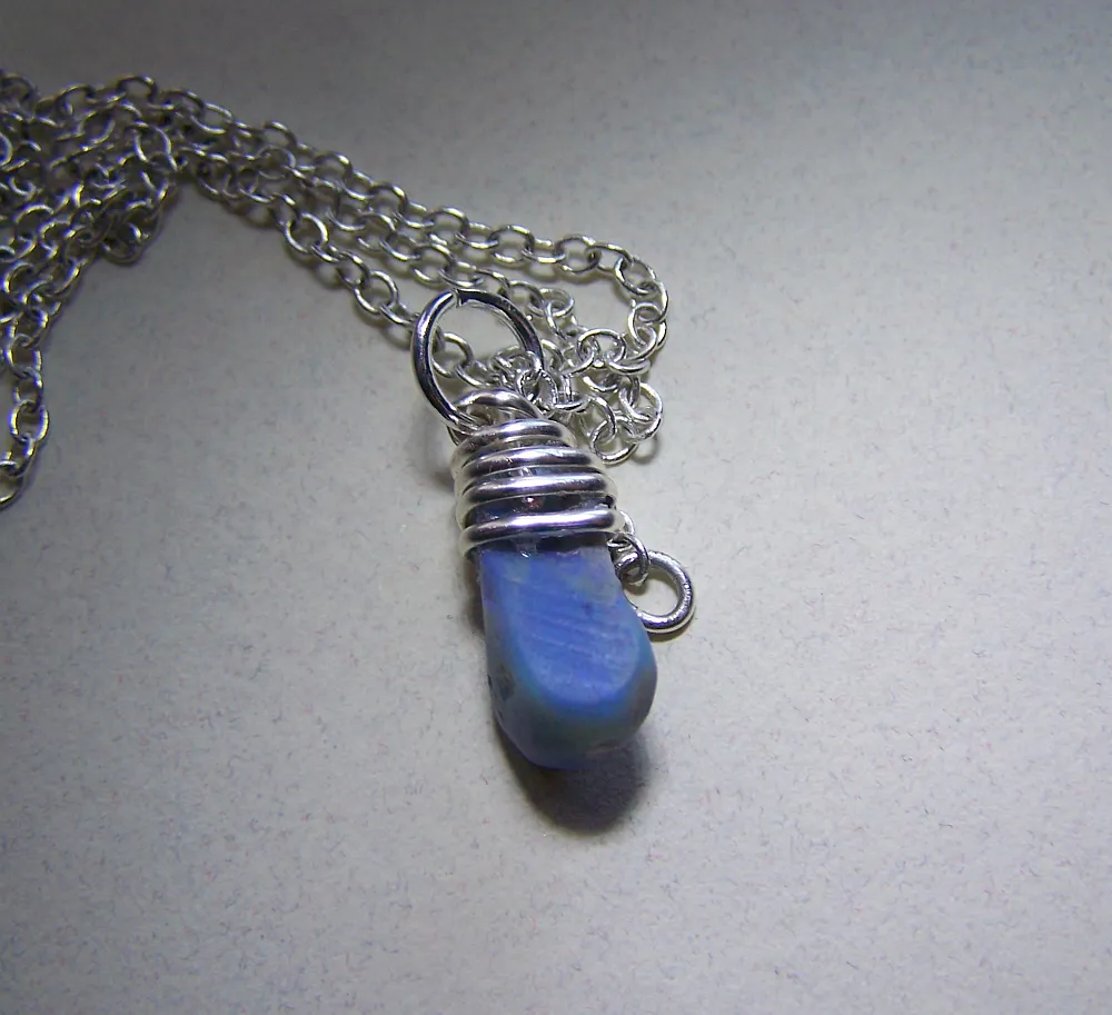 Blue Opal Australian Raw Gemstone Pendant