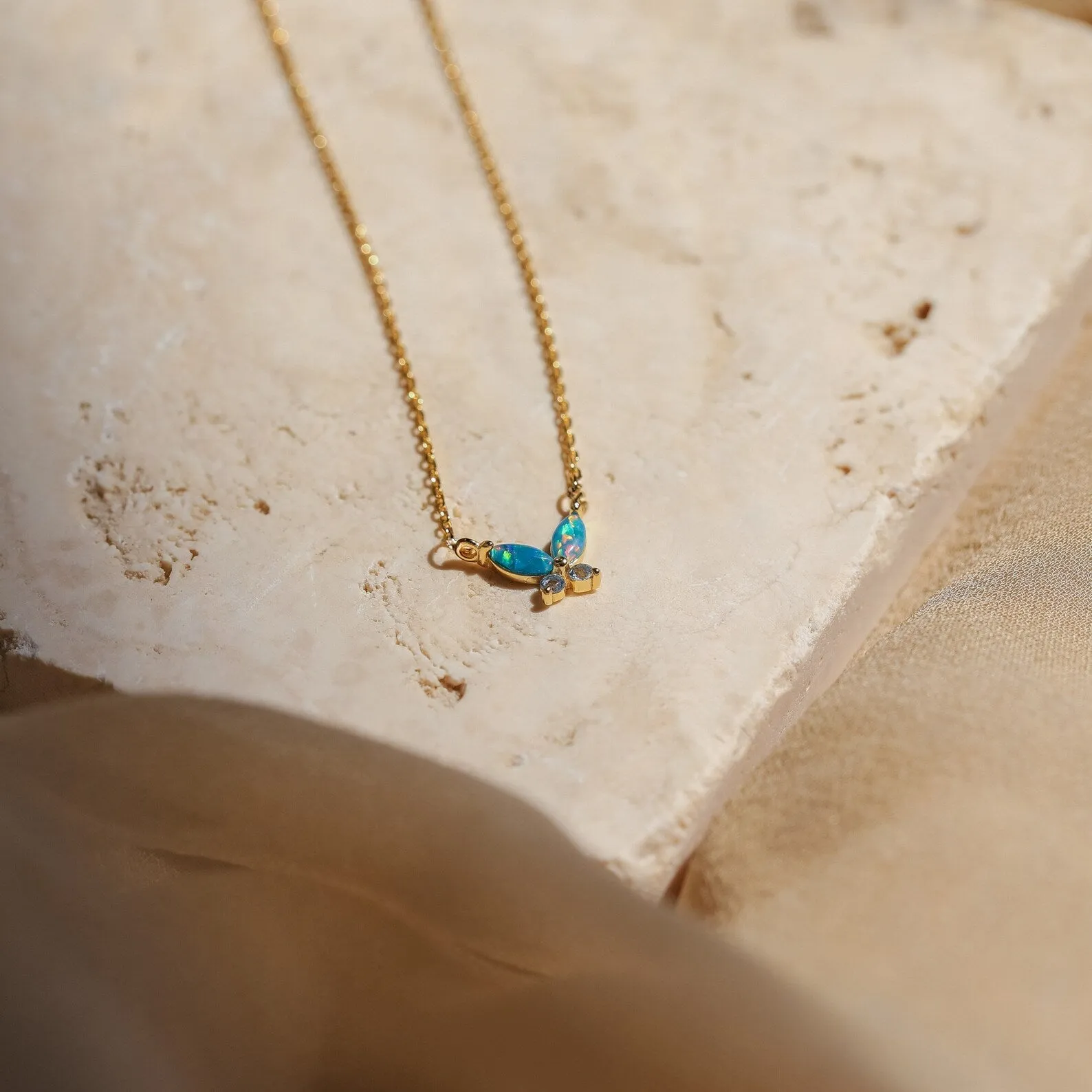 Blue Opal Butterfly Necklace