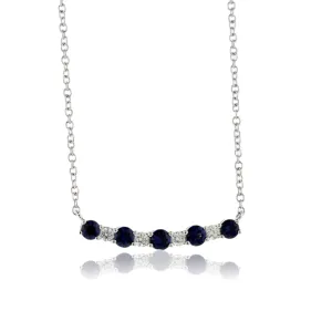 Blue Sapphire & Diamond Horizontal Bar Necklace