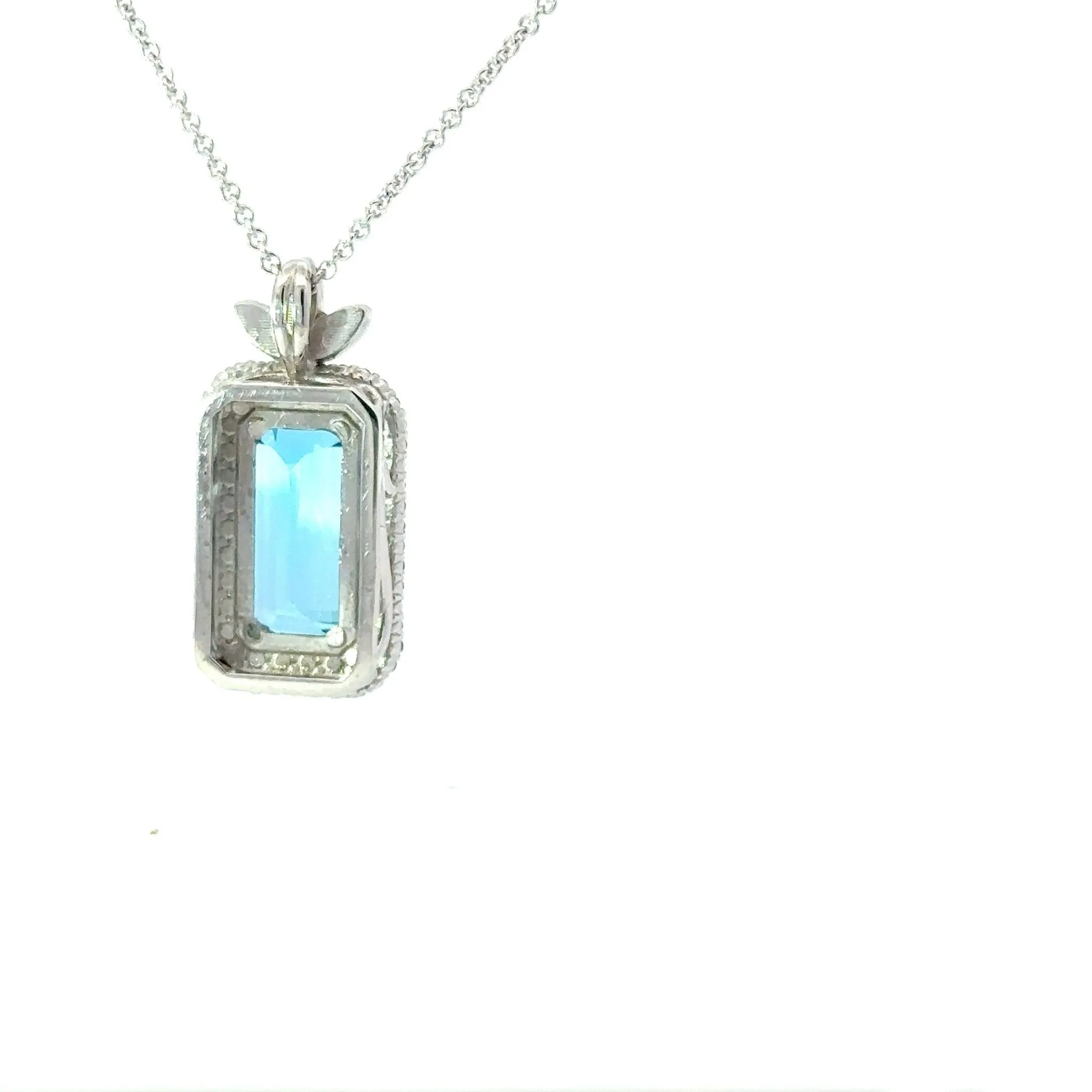 Blue Topaz, Blue Diamond, and Diamond Necklace