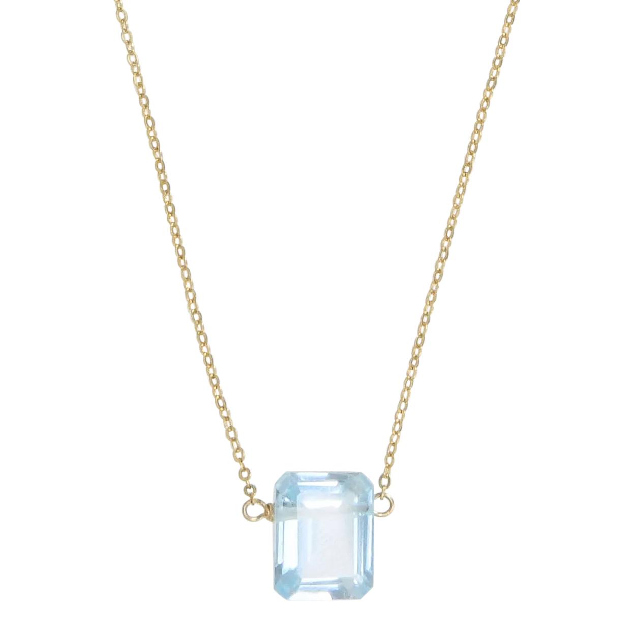 Blue Topaz Emerald Cut Necklace