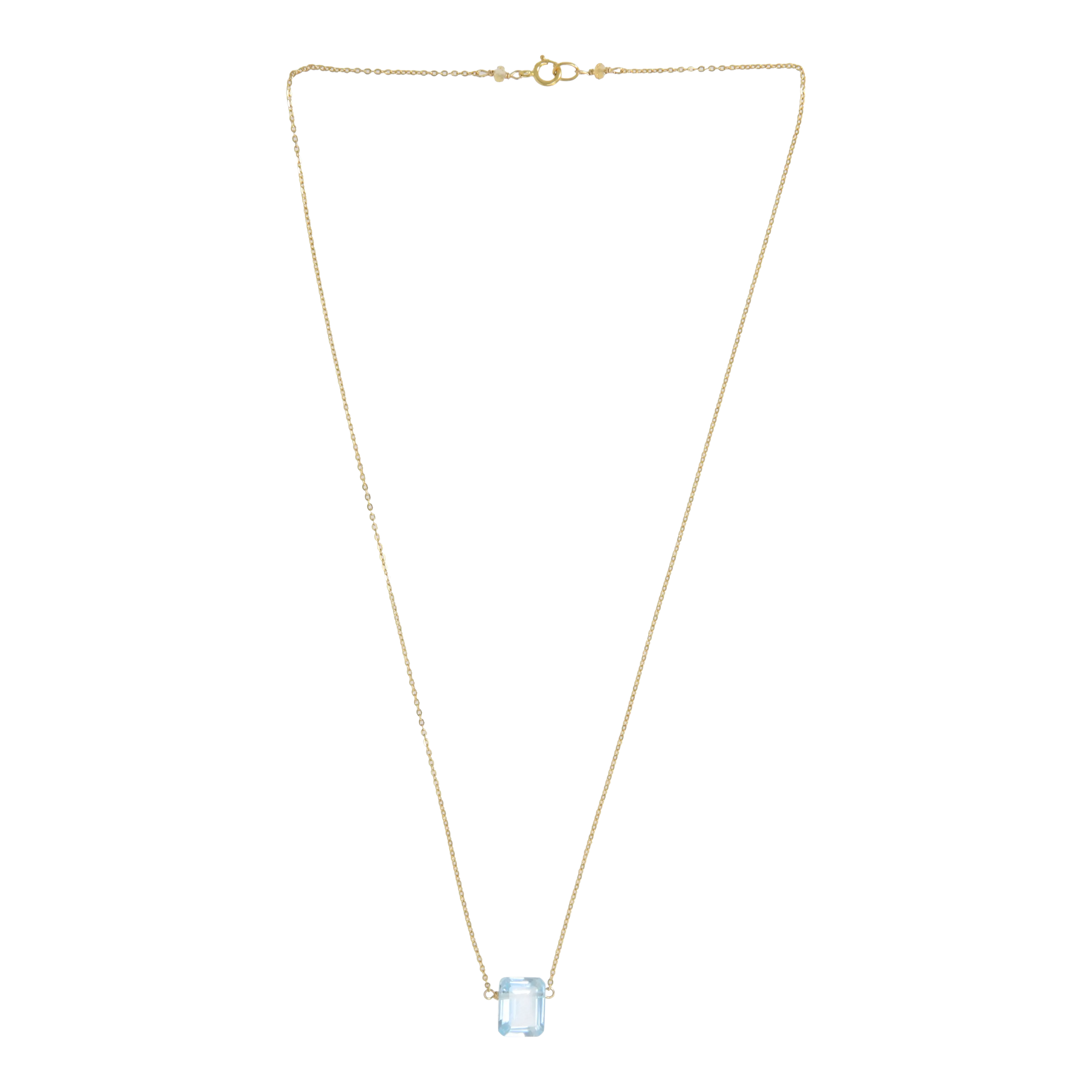 Blue Topaz Emerald Cut Necklace