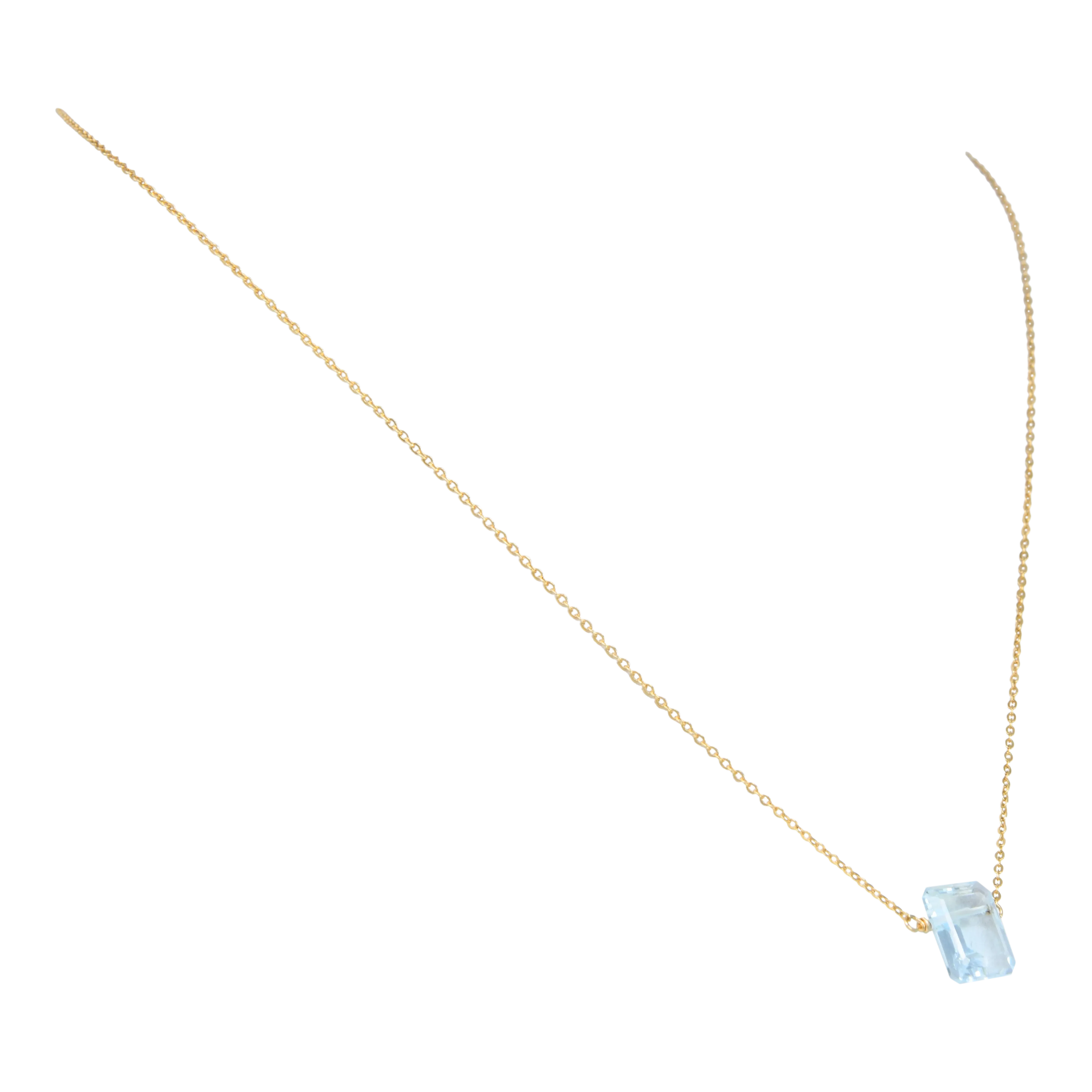 Blue Topaz Emerald Cut Necklace