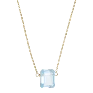 Blue Topaz Emerald Cut Necklace