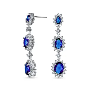 Bridal AAA CZ Teardrop Statement Chandelier Earrings Silver Gold Plate