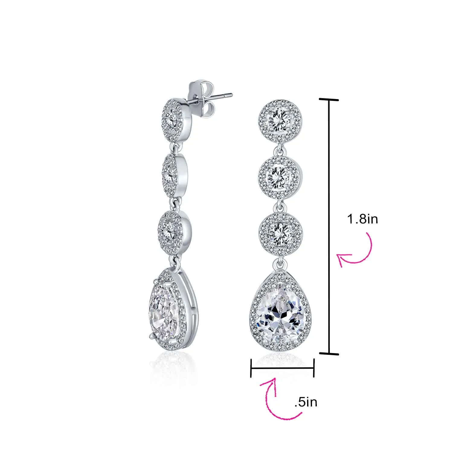 Bridal AAA CZ Teardrop Statement Chandelier Earrings Silver Gold Plate