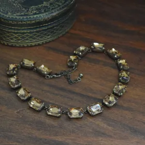 Brown Smoke Topaz Aurora Crystal Collet Necklace - Large Octagon