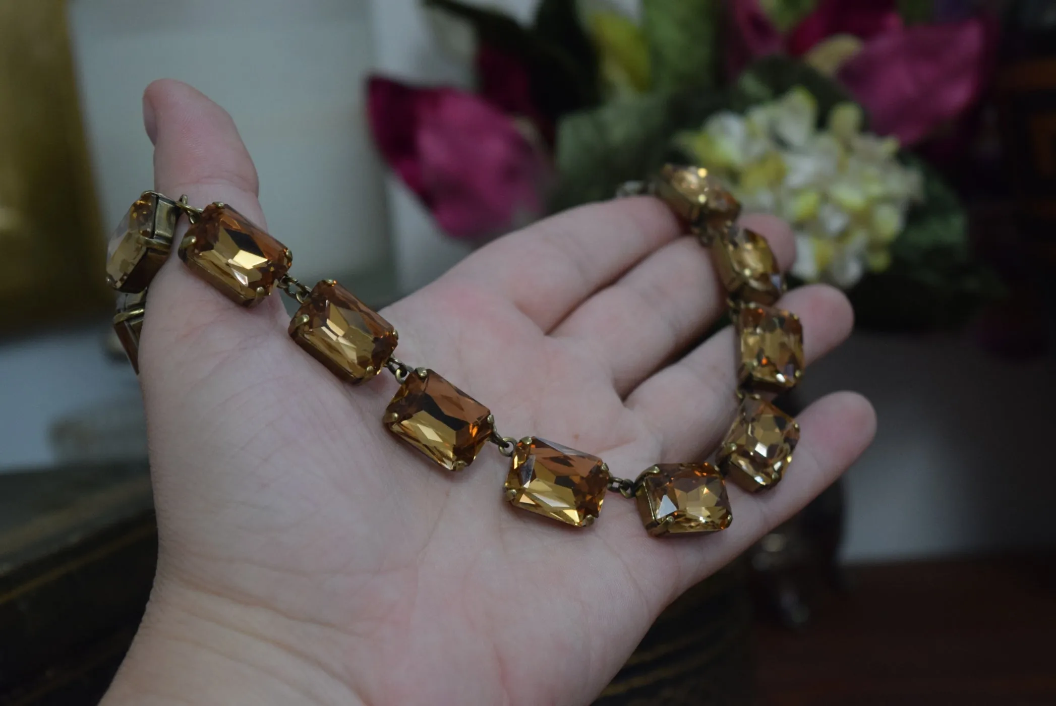 Brown Smoke Topaz Aurora Crystal Collet Necklace - Large Octagon