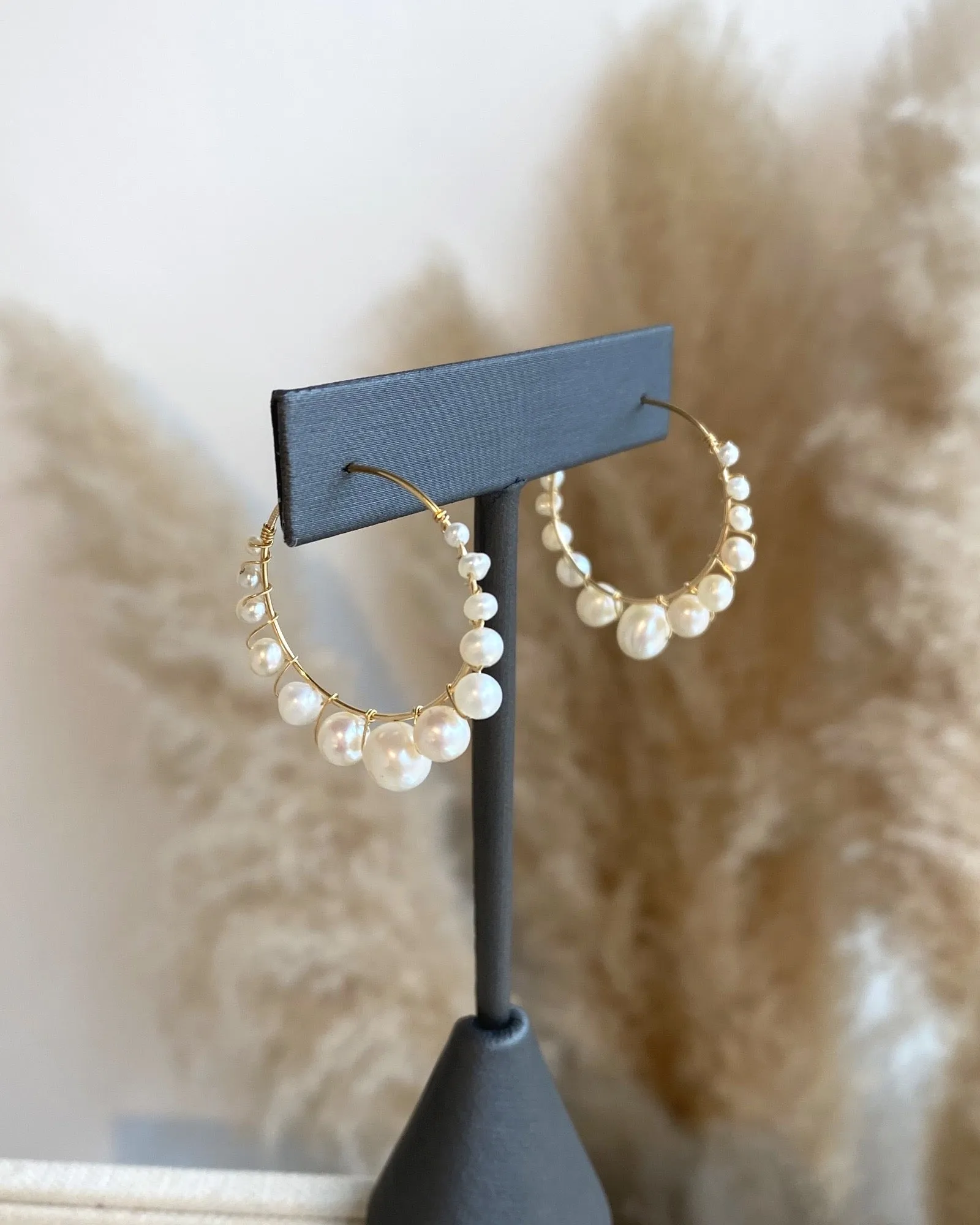 Bubble Pearl Hoop Earrings