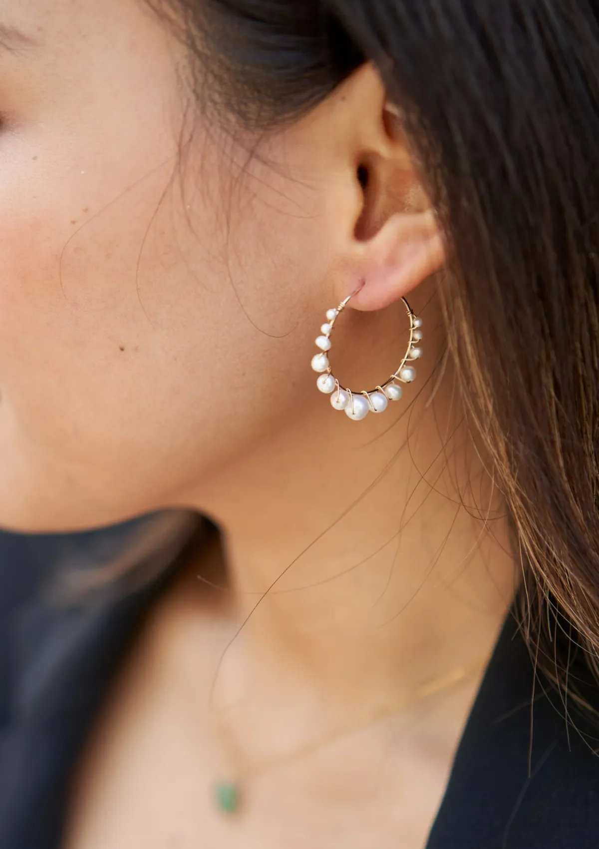 Bubble Pearl Hoop Earrings