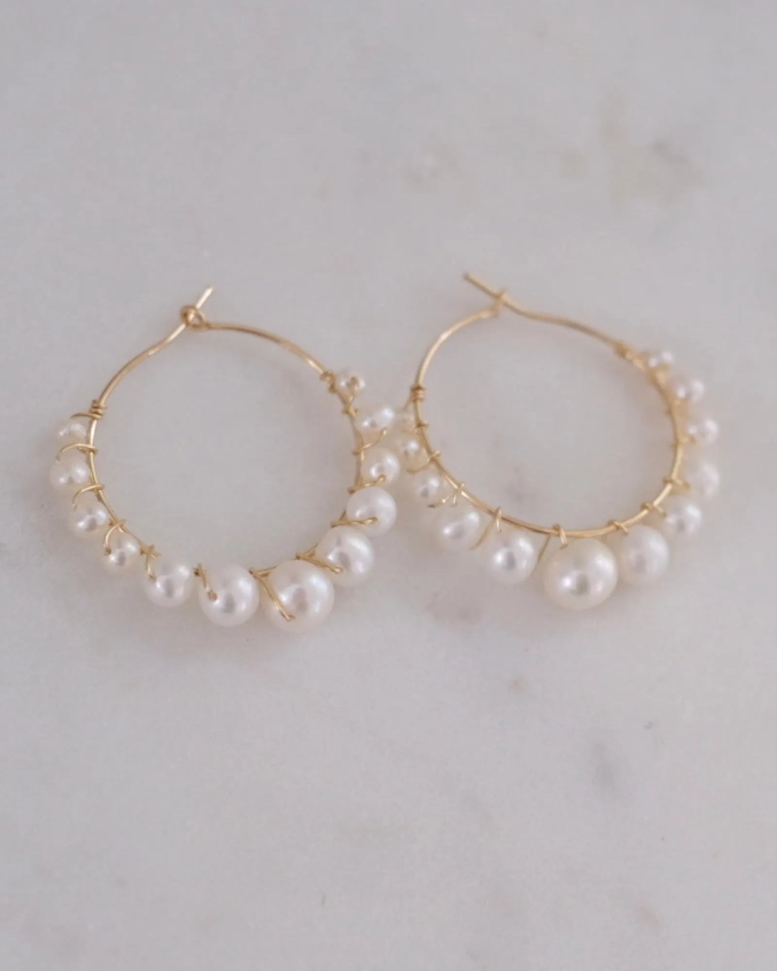 Bubble Pearl Hoop Earrings