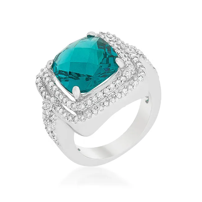 Candy 5ct Faceted Aqua Halo Cocktail Ring | 7ct