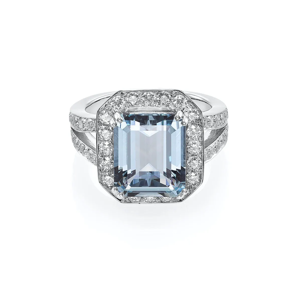 Certified Aquamarine and Diamond Cocktail Ring in White Gold