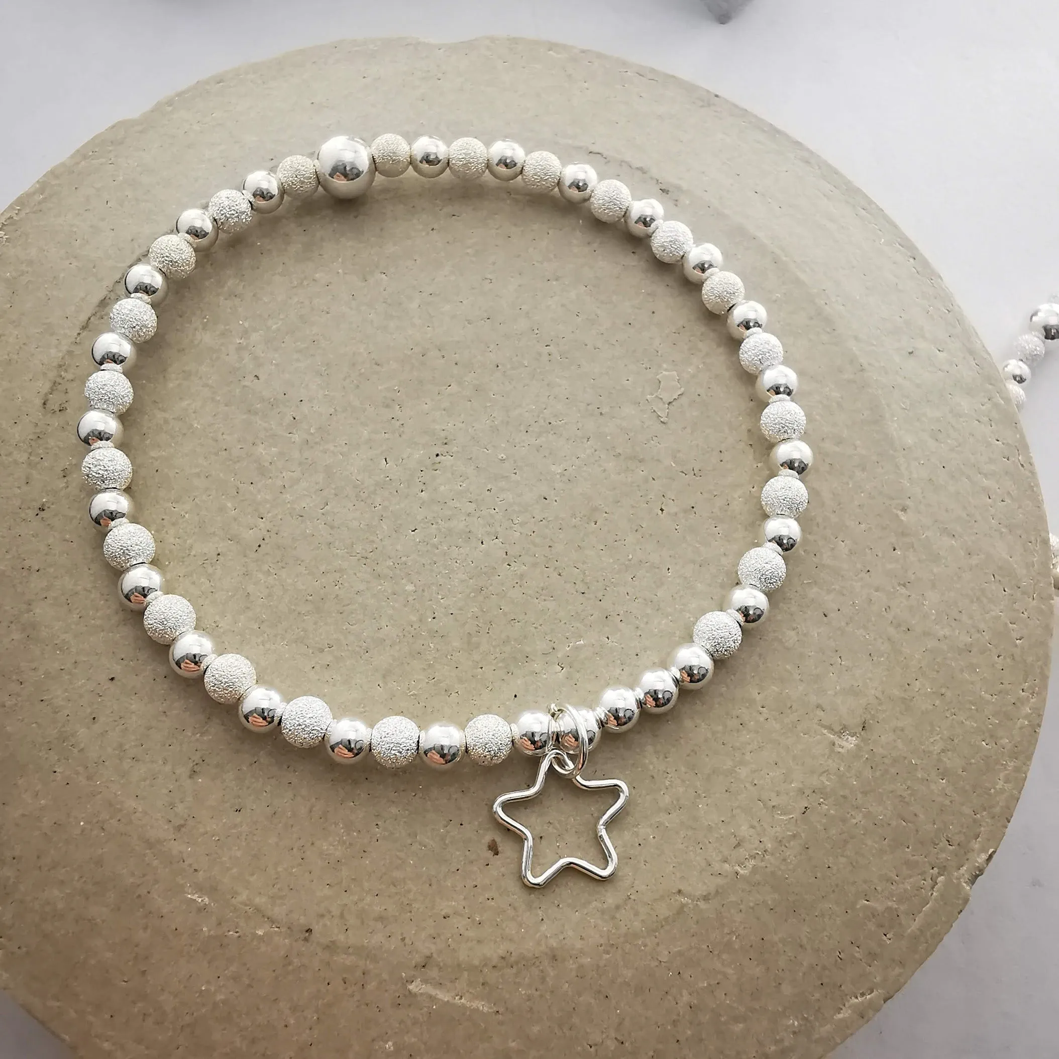 CHARLOTTE - Sterling Silver Bead Bracelet with Star