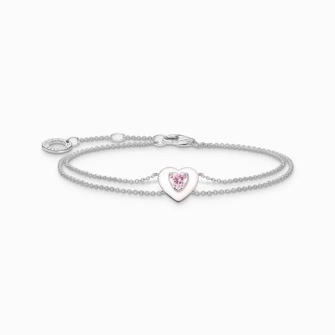 Charming Heart With Pink Stone Bracelet A2091-041-9