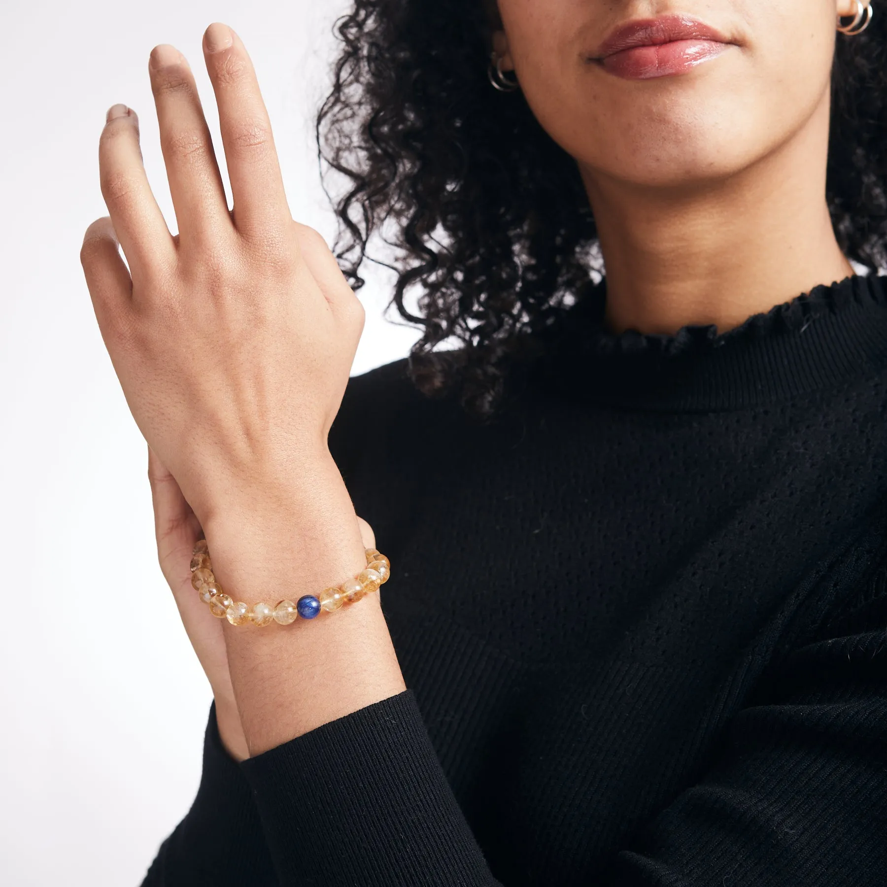 Citrine & Kyanite Beaded Bracelet