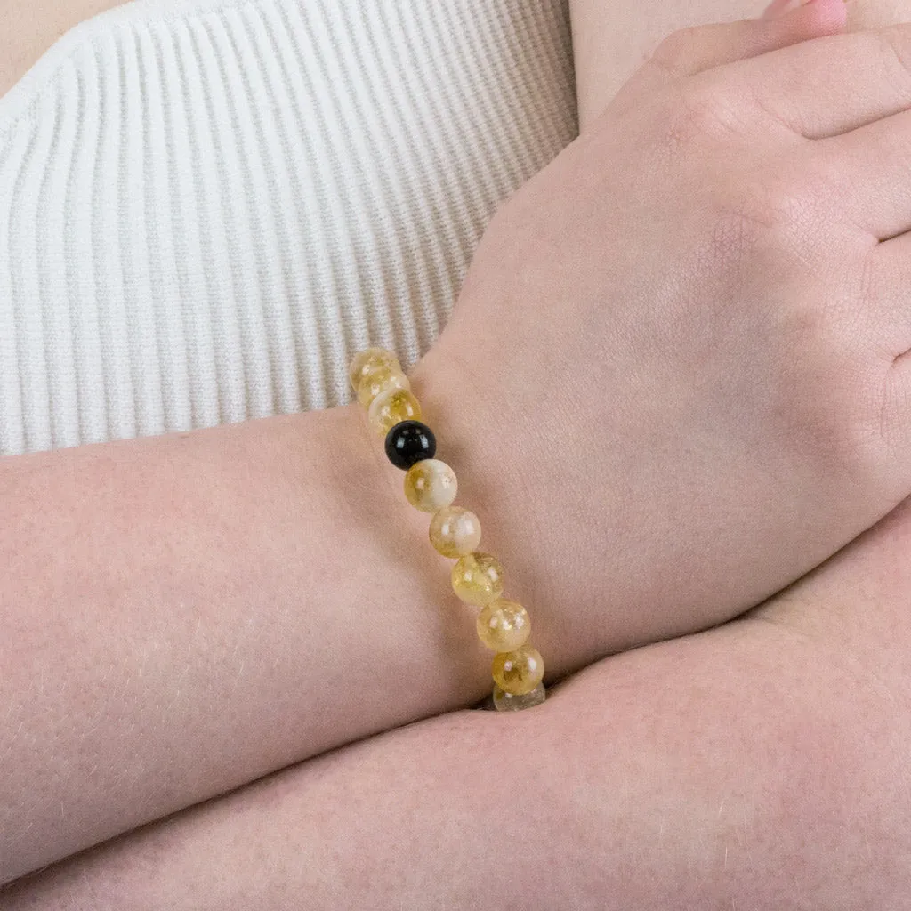 Citrine and Black Tourmaline Bead Bracelet