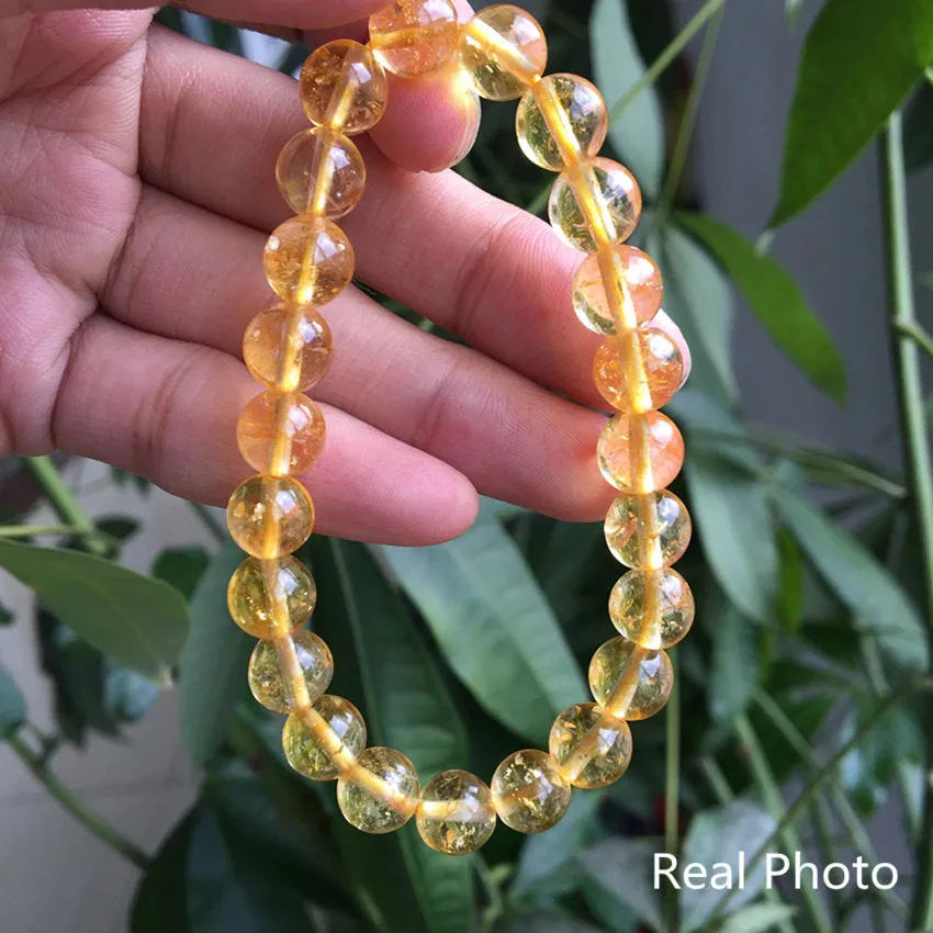 Citrine Bracelet Natural Citrine Stone Solar Plexus Chakra Meditation Bracelet Yoga Bracelet Gemstone Bracelet Stretch Cord Beaded Mala