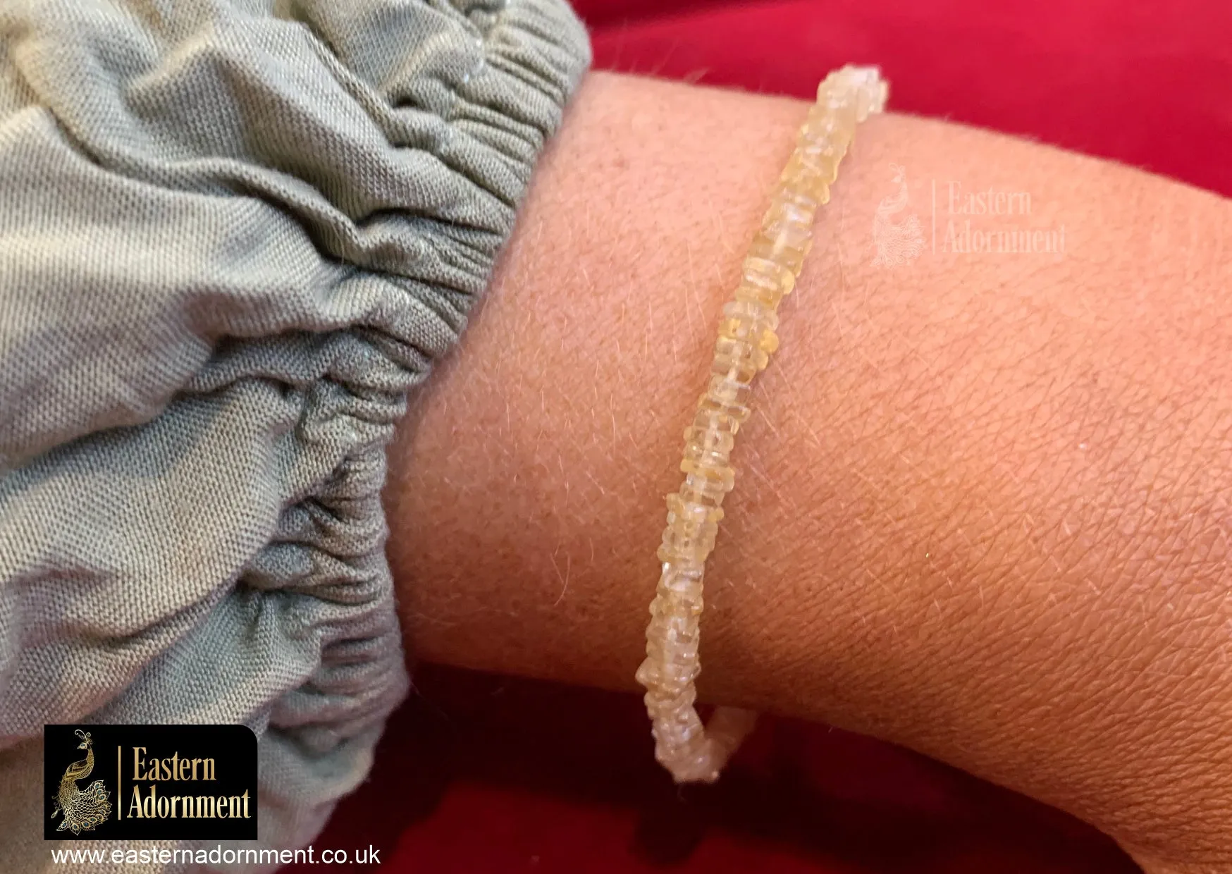 Citrine Large Micro Cut Bead Bracelet