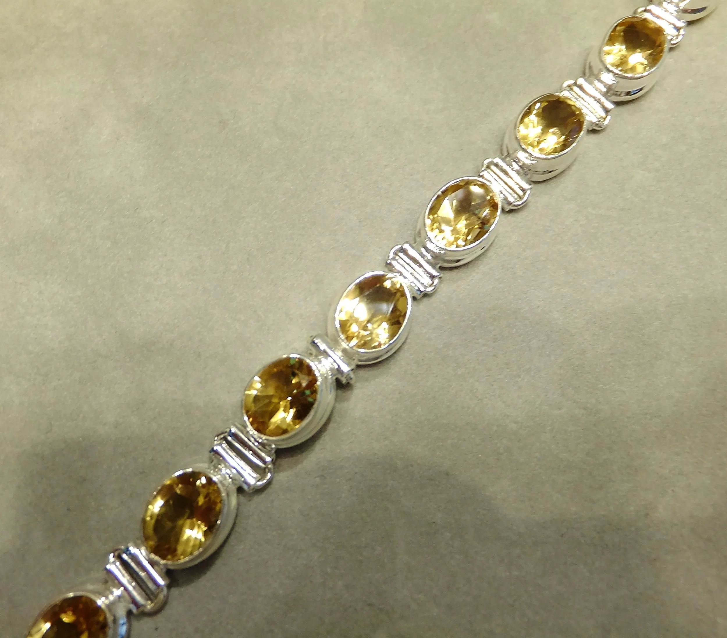 Citrine Tennis Style Gemstone Bracelet