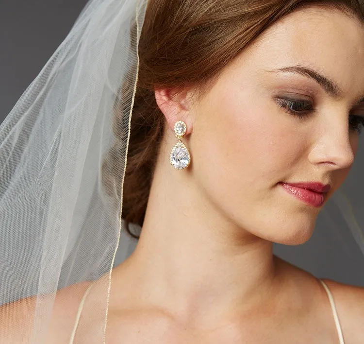 Classic Gold Pencil Edge Ivory Bridal Veil