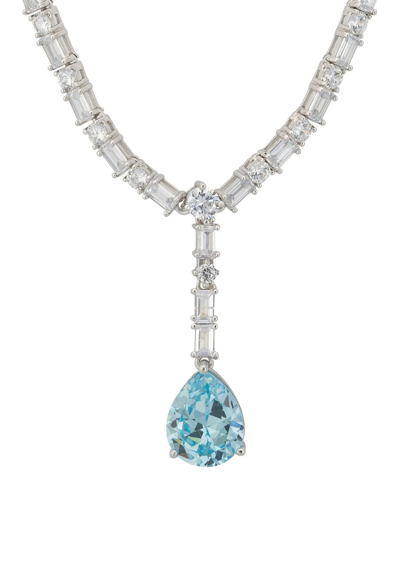 Claudette Statement Necklace Silver Blue Topaz