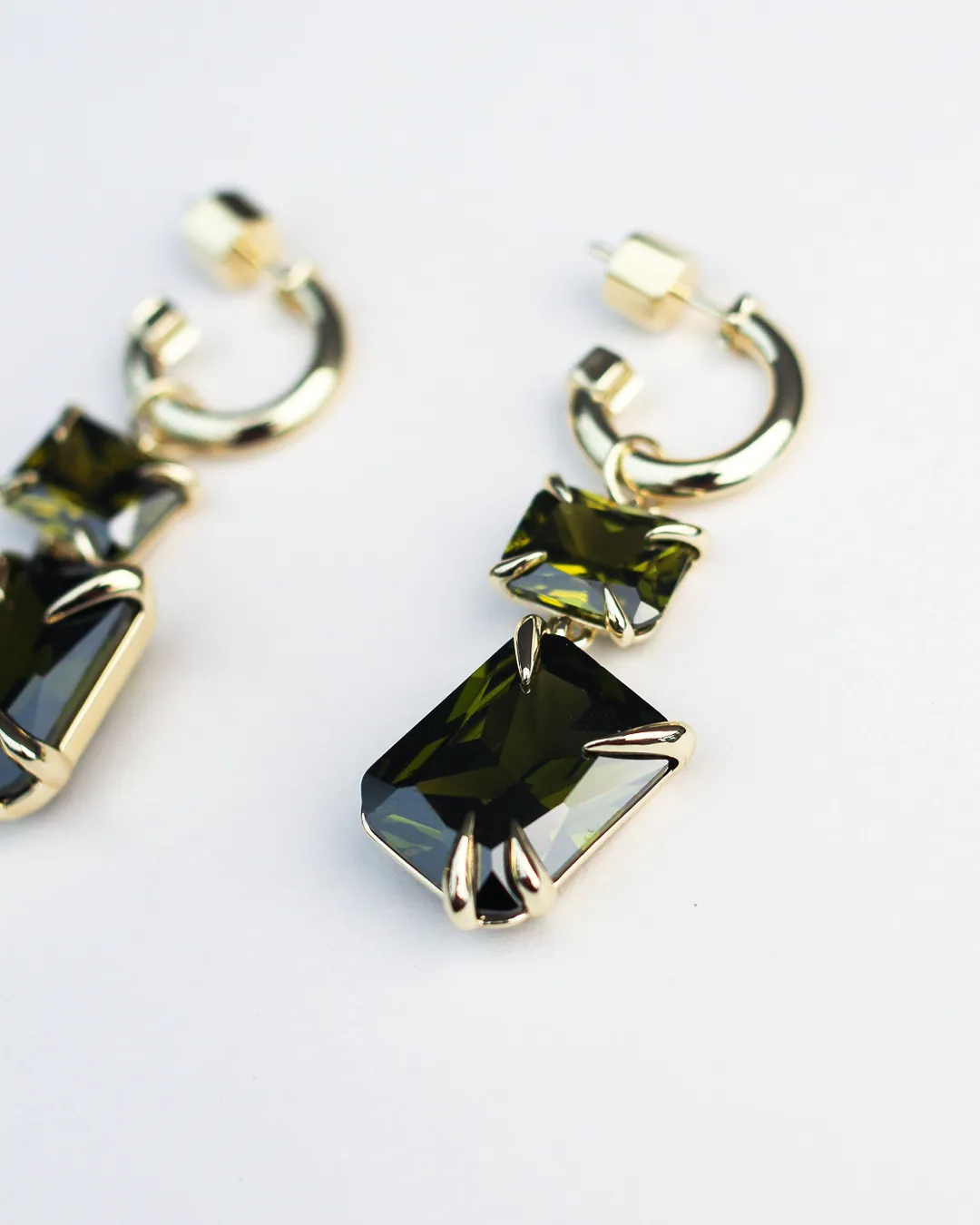 Claw Double Drop Earrings - Peridot