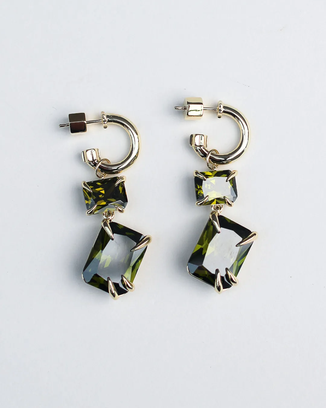 Claw Double Drop Earrings - Peridot