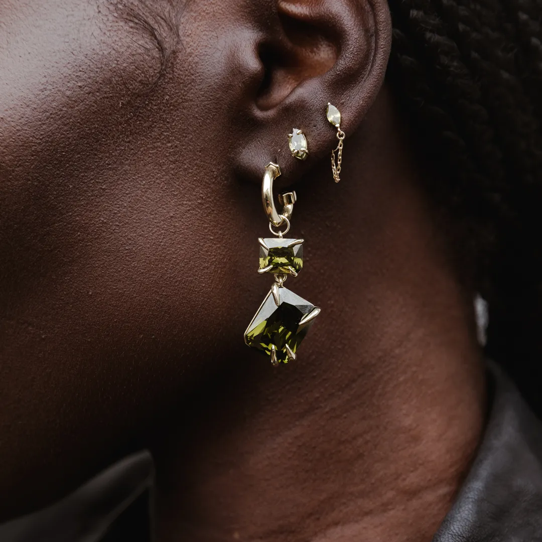 Claw Double Drop Earrings - Peridot